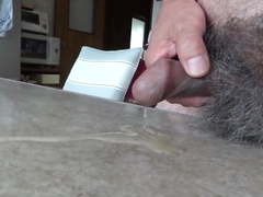 Japanese old man masturbation erect penis semen flows